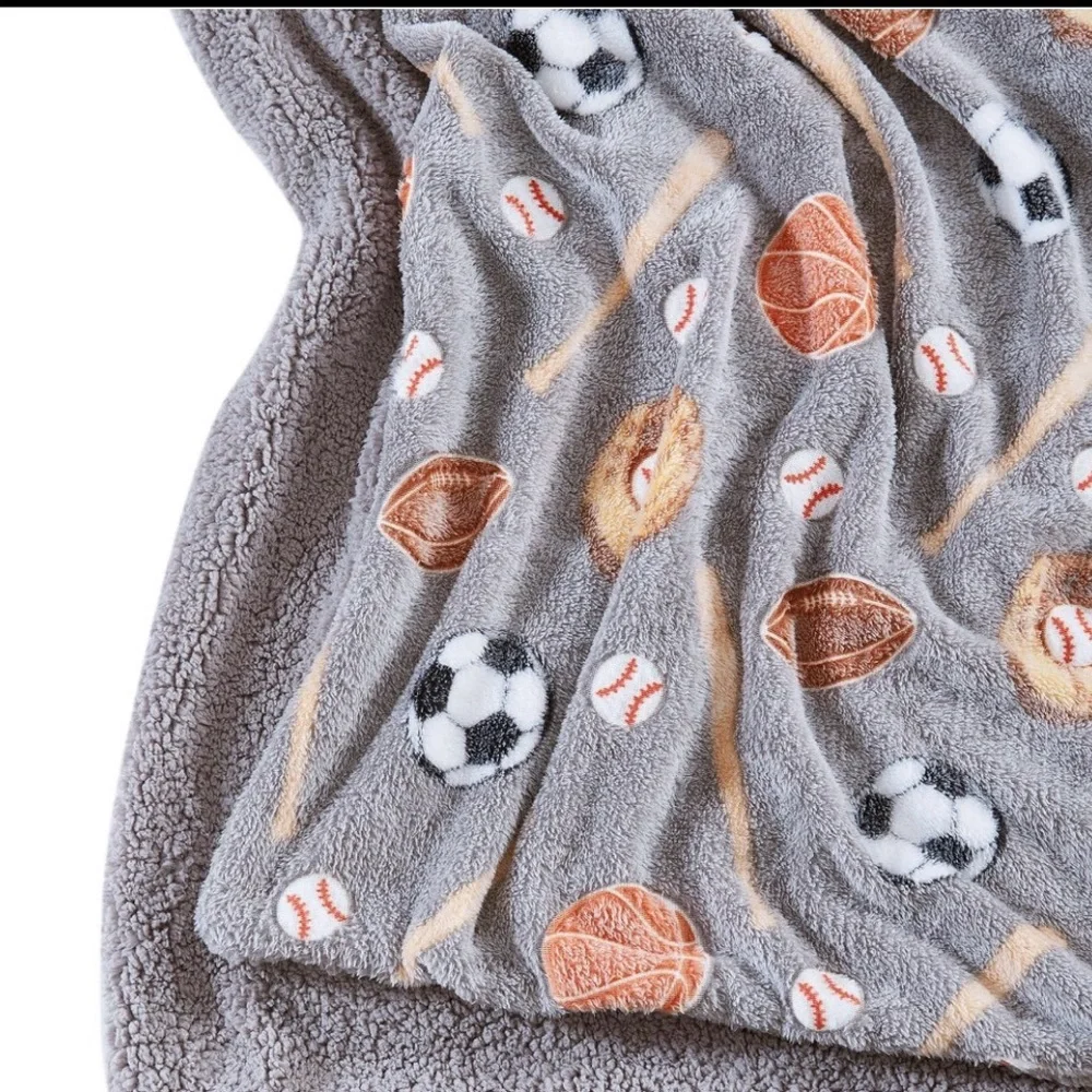 Gray Sports Glow in the Dark Reversible Sherpa Throw.
